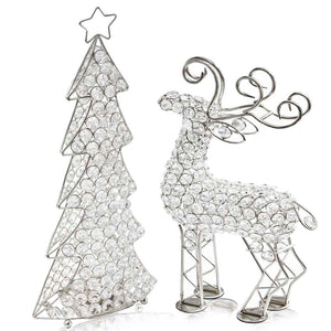 19" Silver Faux Crystal Bling Reindeer