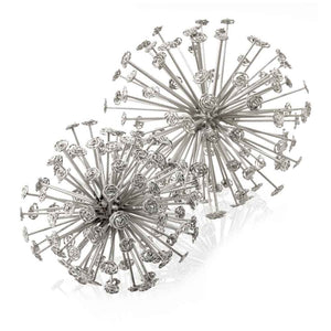 6.5" X 6.5" X 6.5" Silver Starburst Spheres Set Of 2