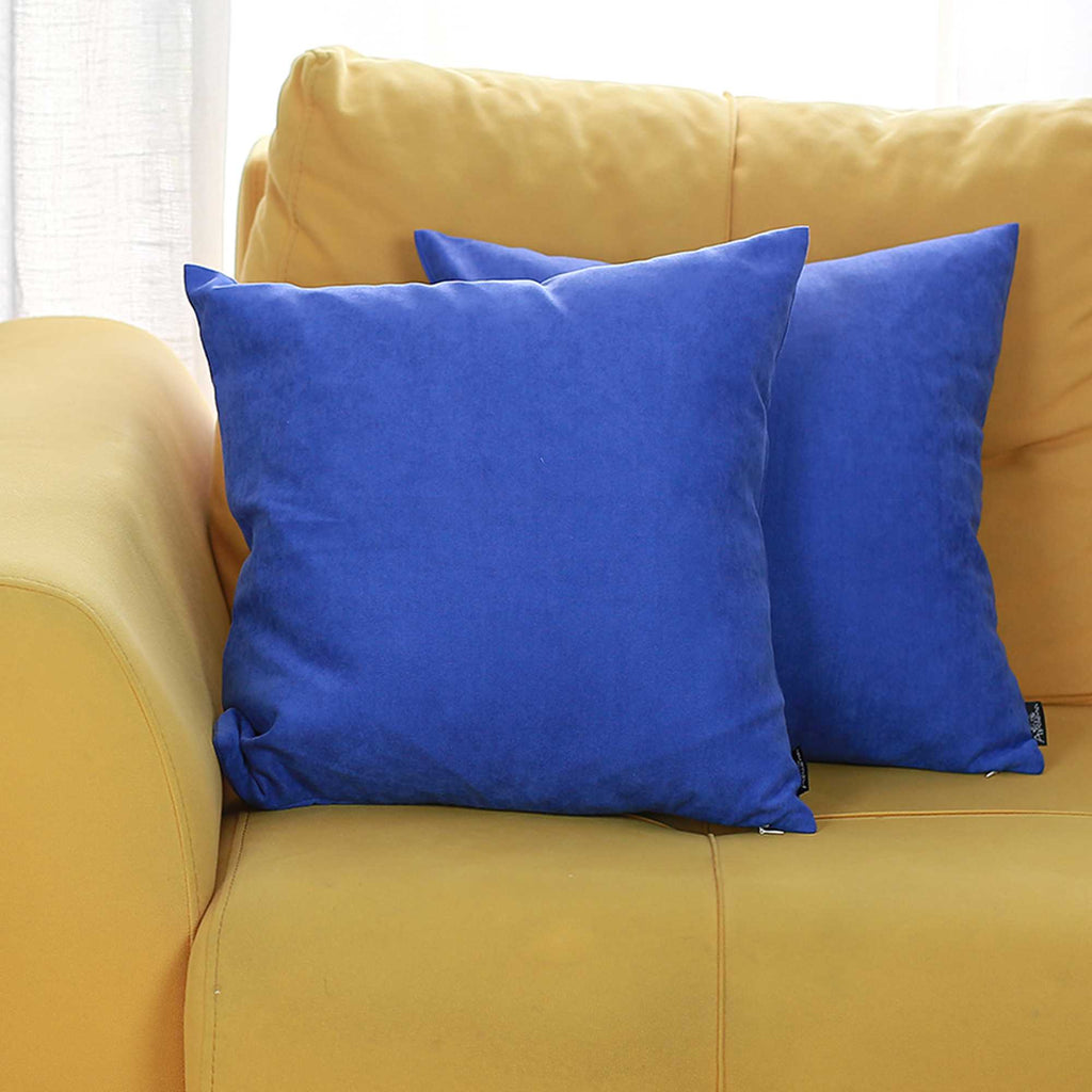 Set Of 2 Sapphire Blue Brushed Twill Decorative Throw Pillow Covers - 99fab 