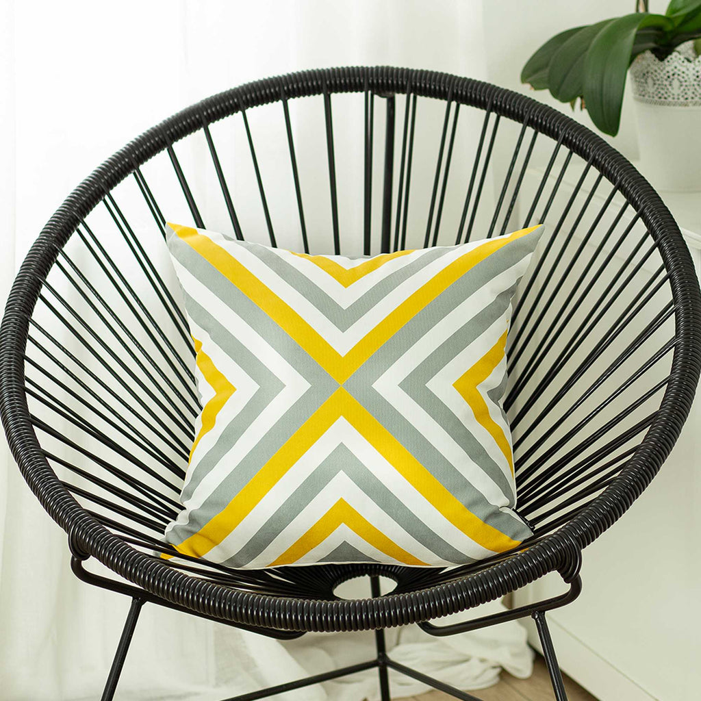 Yellow And Gray Geometric Decorative Throw Pillow Cover - 99fab 