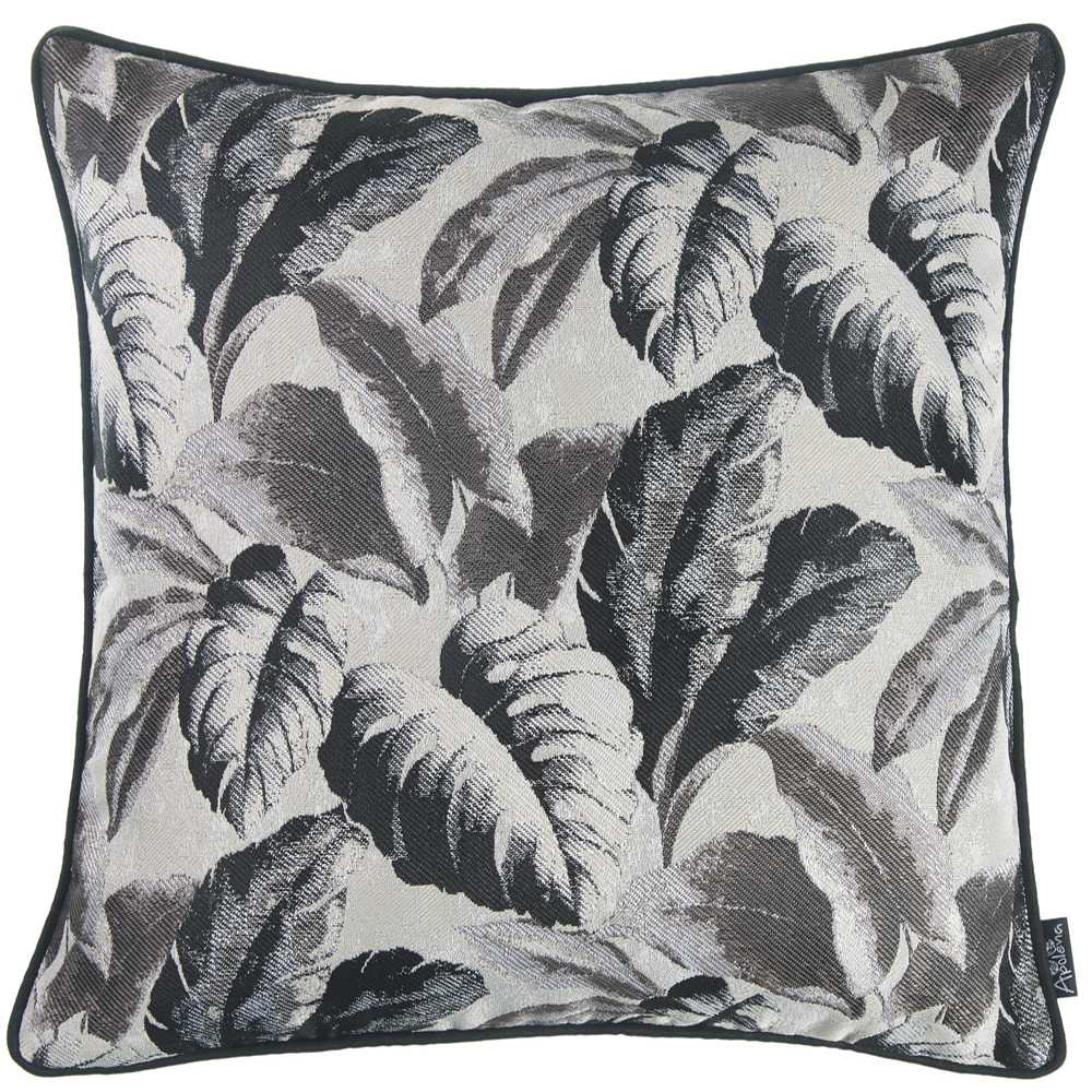 Gray Jacquard Tropical Leaf Decorative Throw Pillow Cover - 99fab 