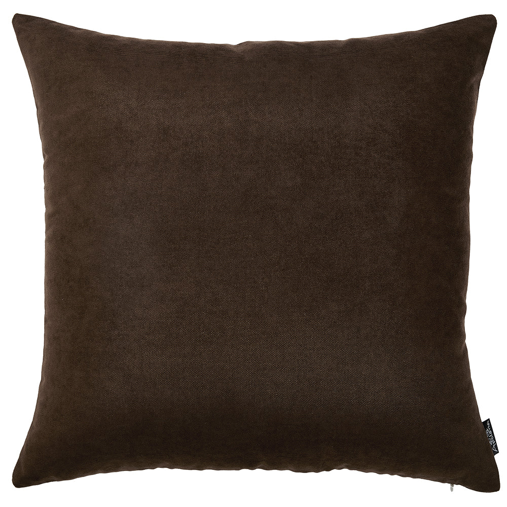 Set Of Two 18 X 18 Brown Solid Color Zippered Polyester Throw Pillow Cover - 99fab 