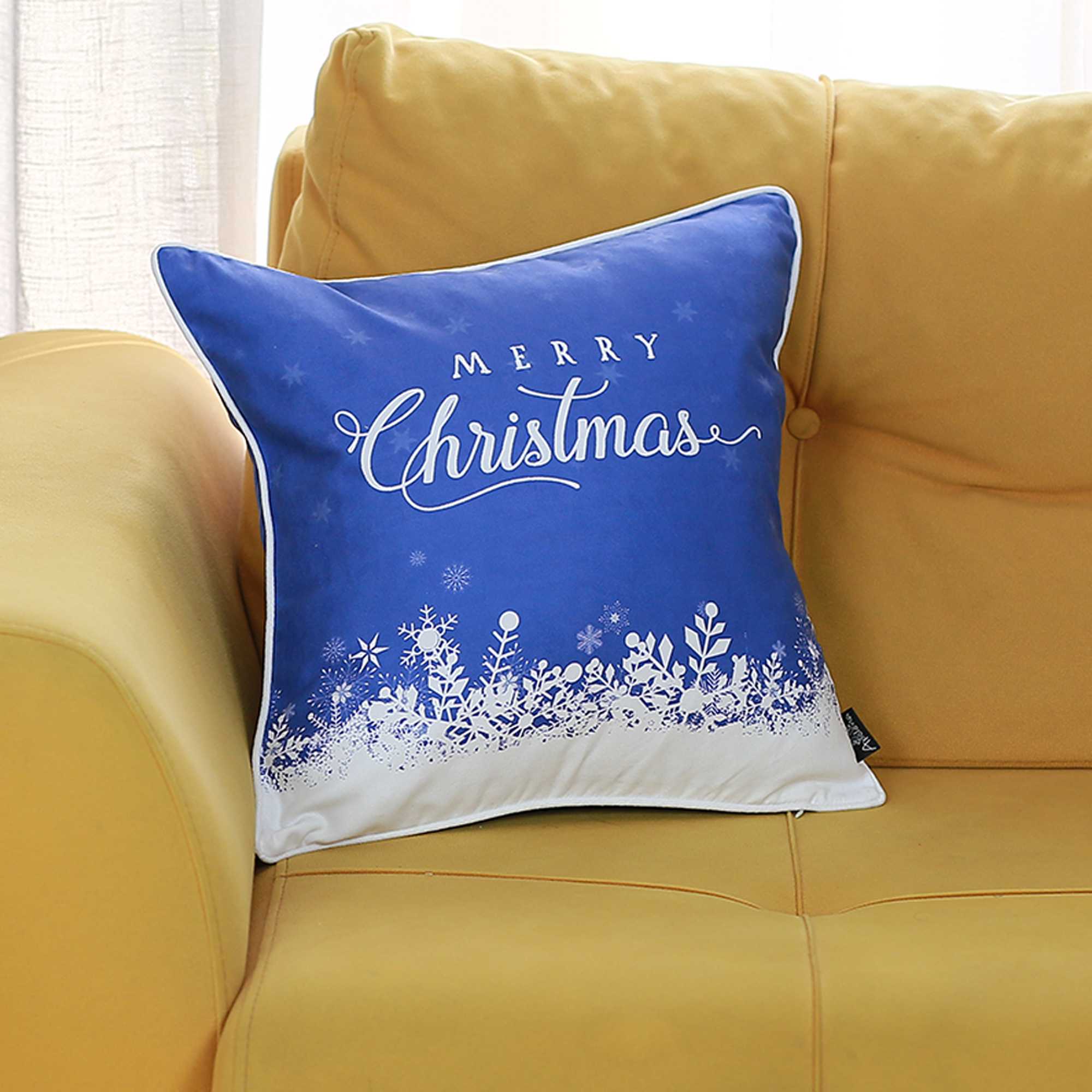 Merry Christmas Snow Scene Decorative Throw Pillow Cover