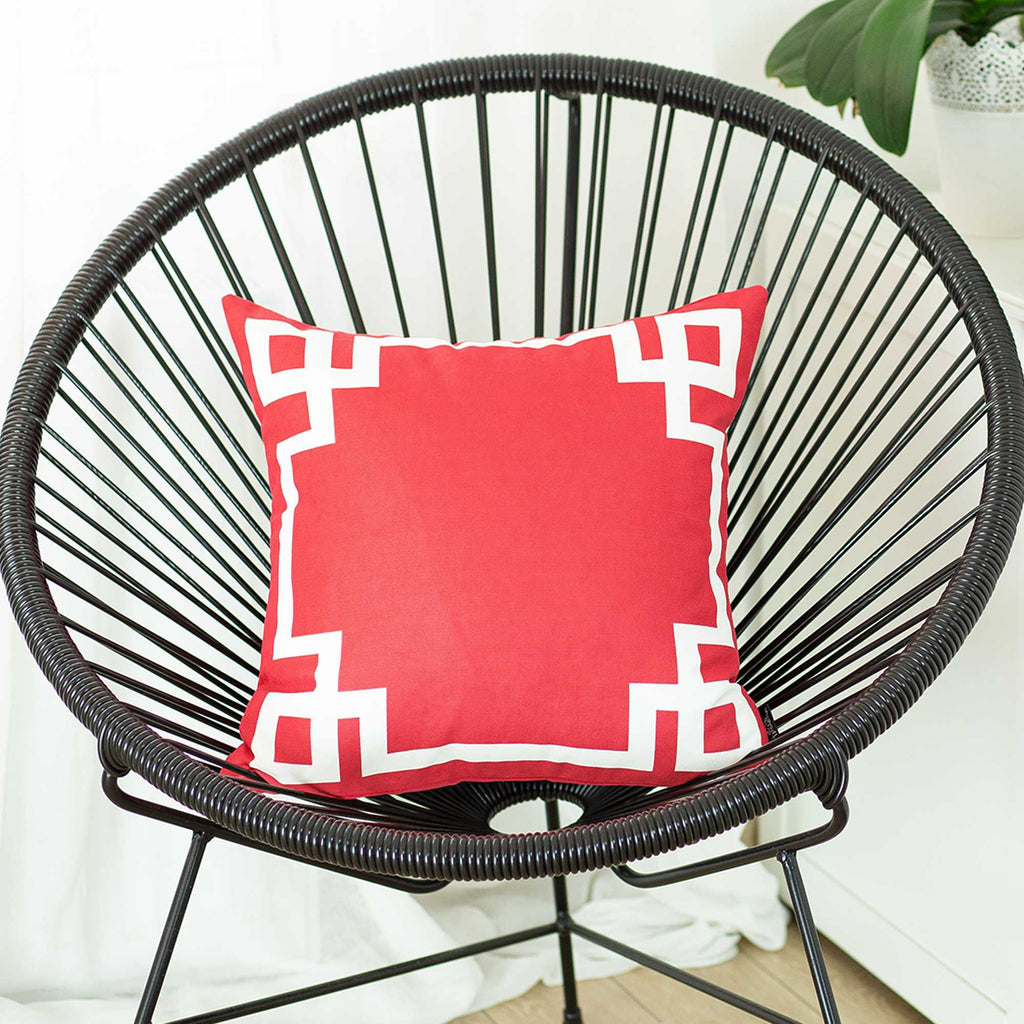 Square Red And White Geometric Decorative Throw Pillow Cover - 99fab 