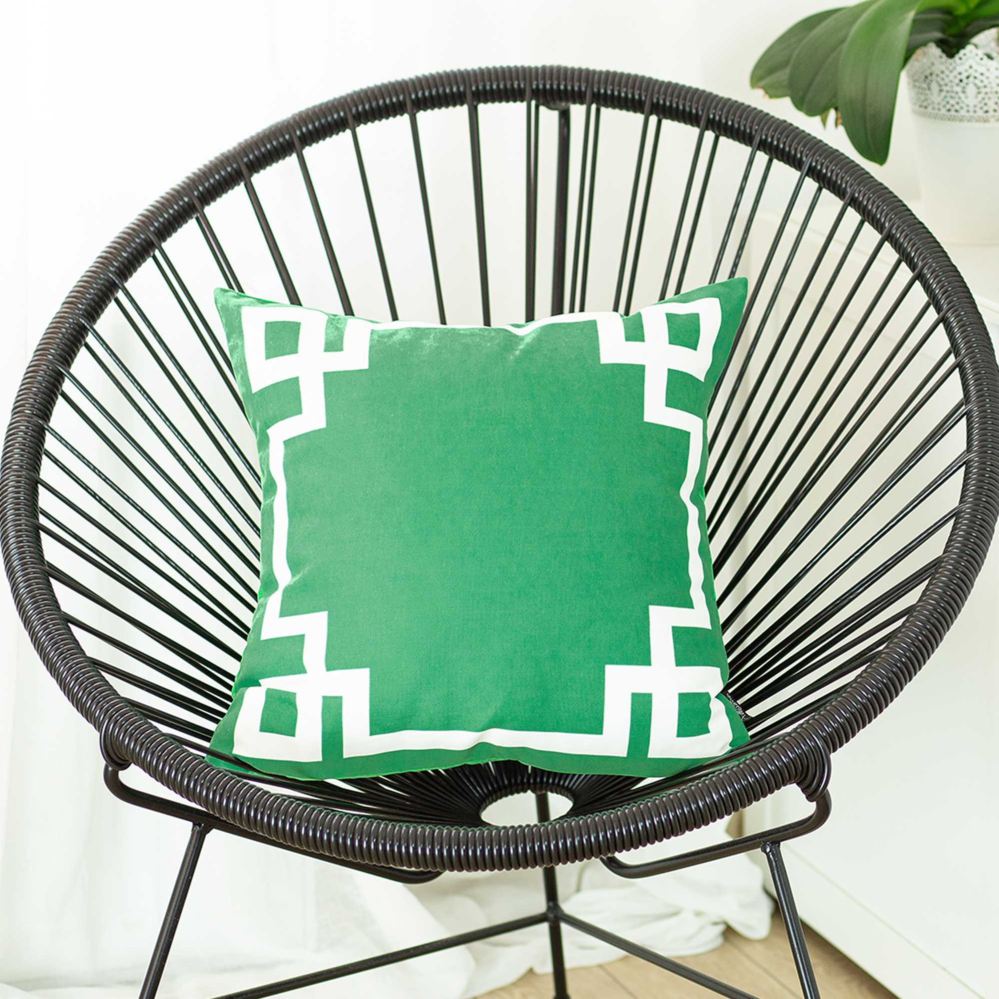 Grass Green And White Geometric Decorative Throw Pillow Cover