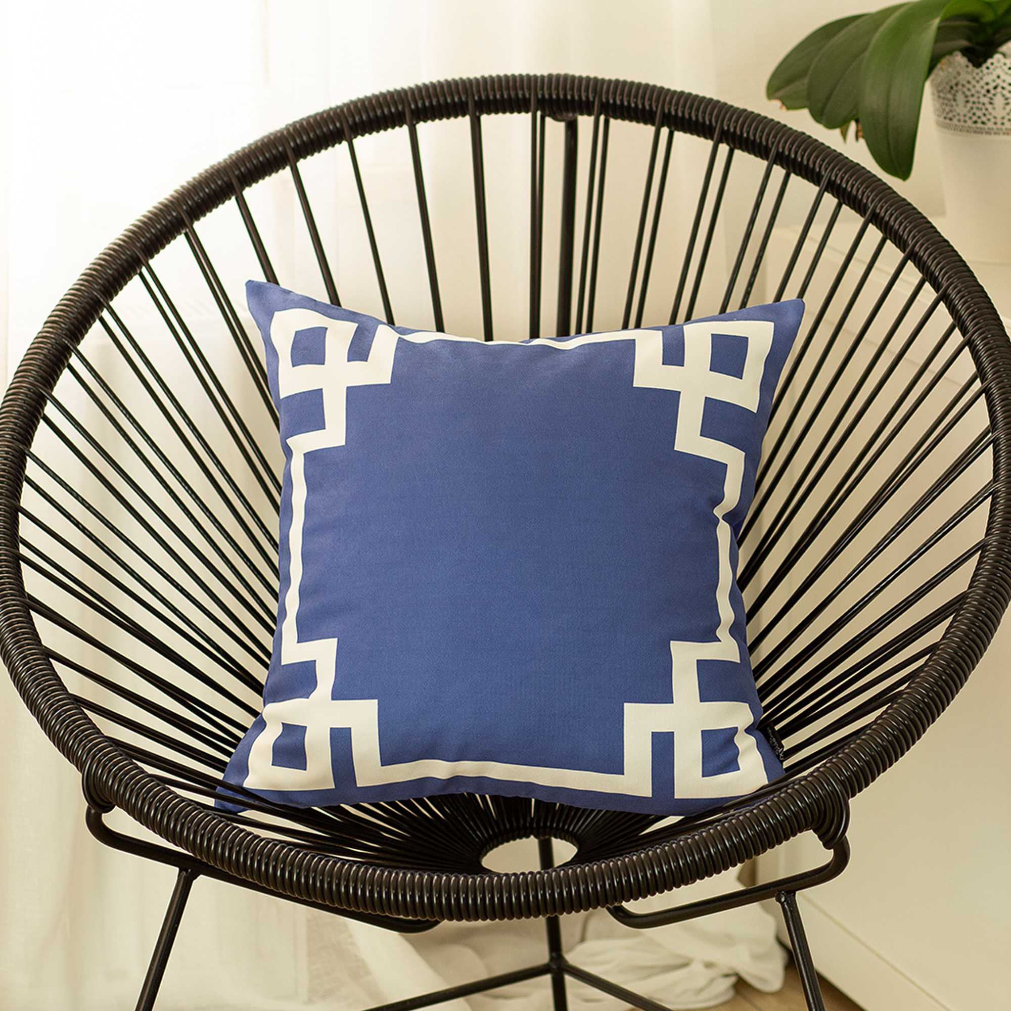 Nautical Blue And White Geometric Decorative Throw Pillow Cover