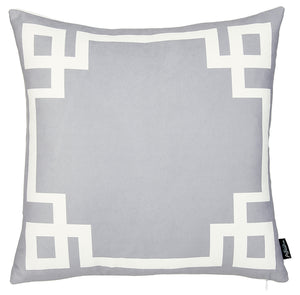 18" Light Grey And White Geometric Decorative Throw Pillow Cover