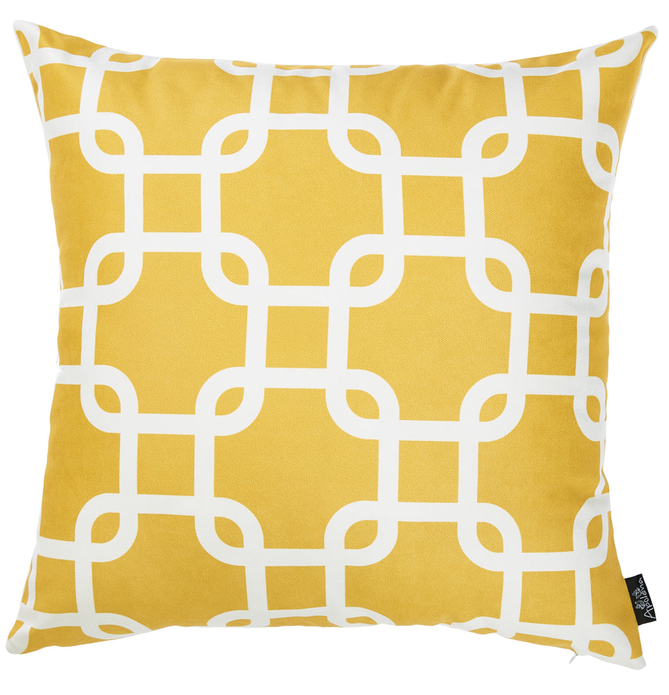 Yellow And White Lattice Decorative Throw Pillow Cover - 99fab 