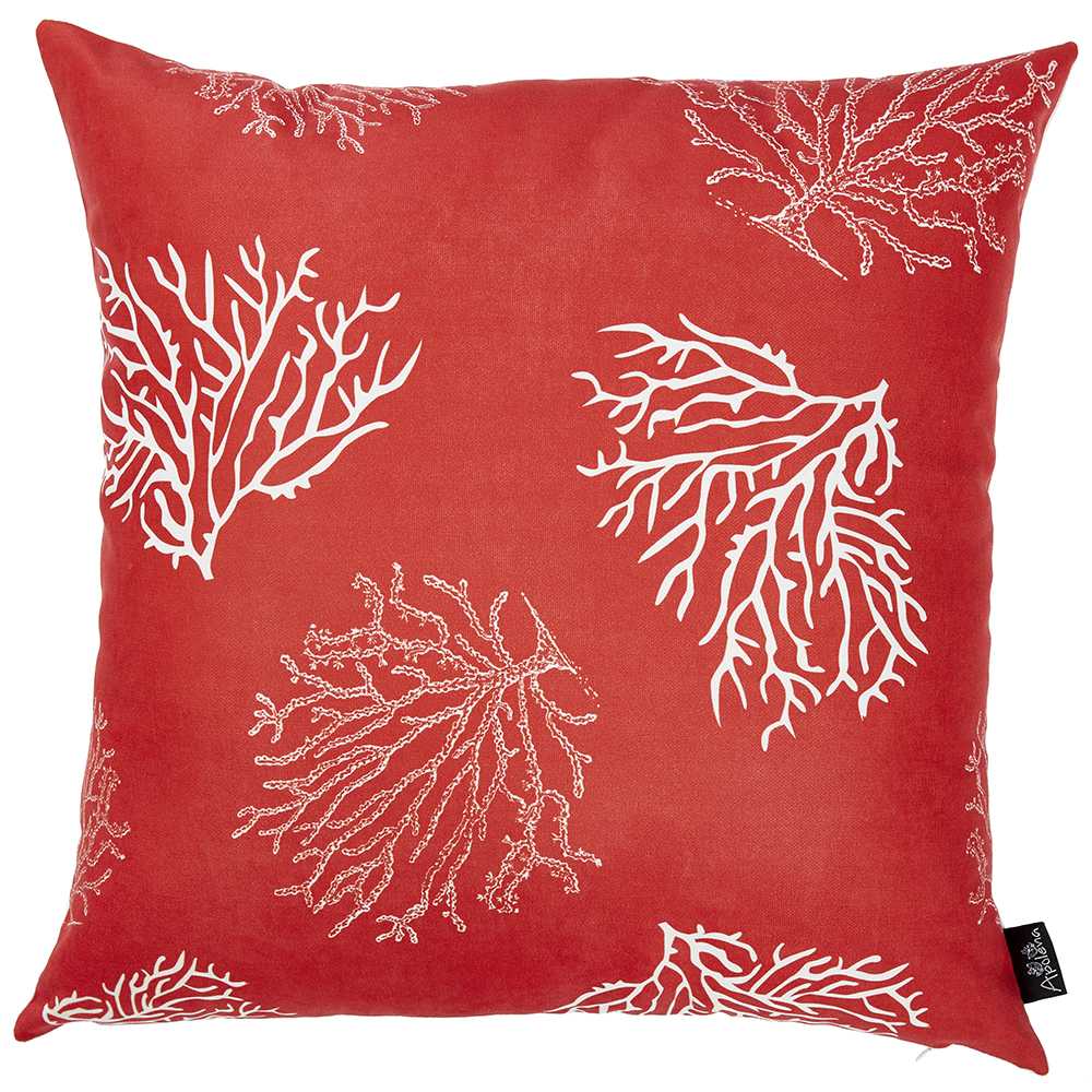 18" Square Red Coral Reef Decorative Throw Pillow Cover