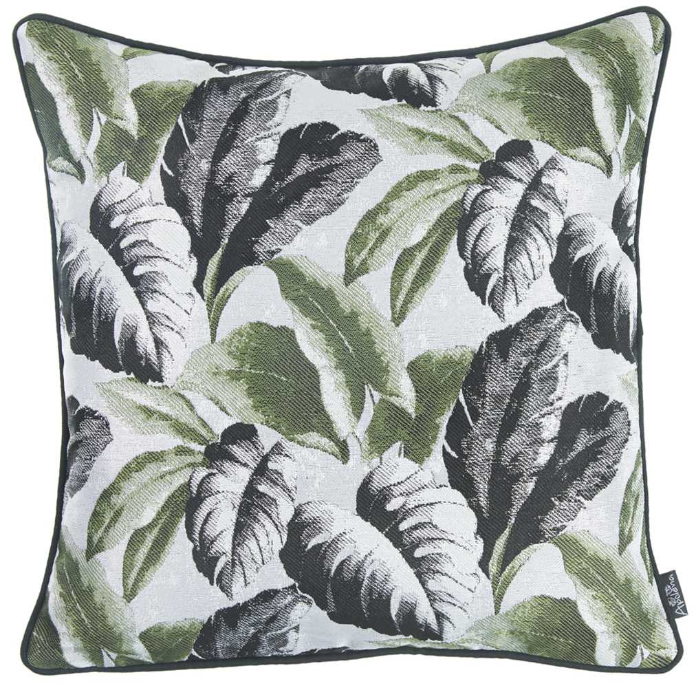 Black White And Green Tropical Leaf Throw Pillow Cover - 99fab 