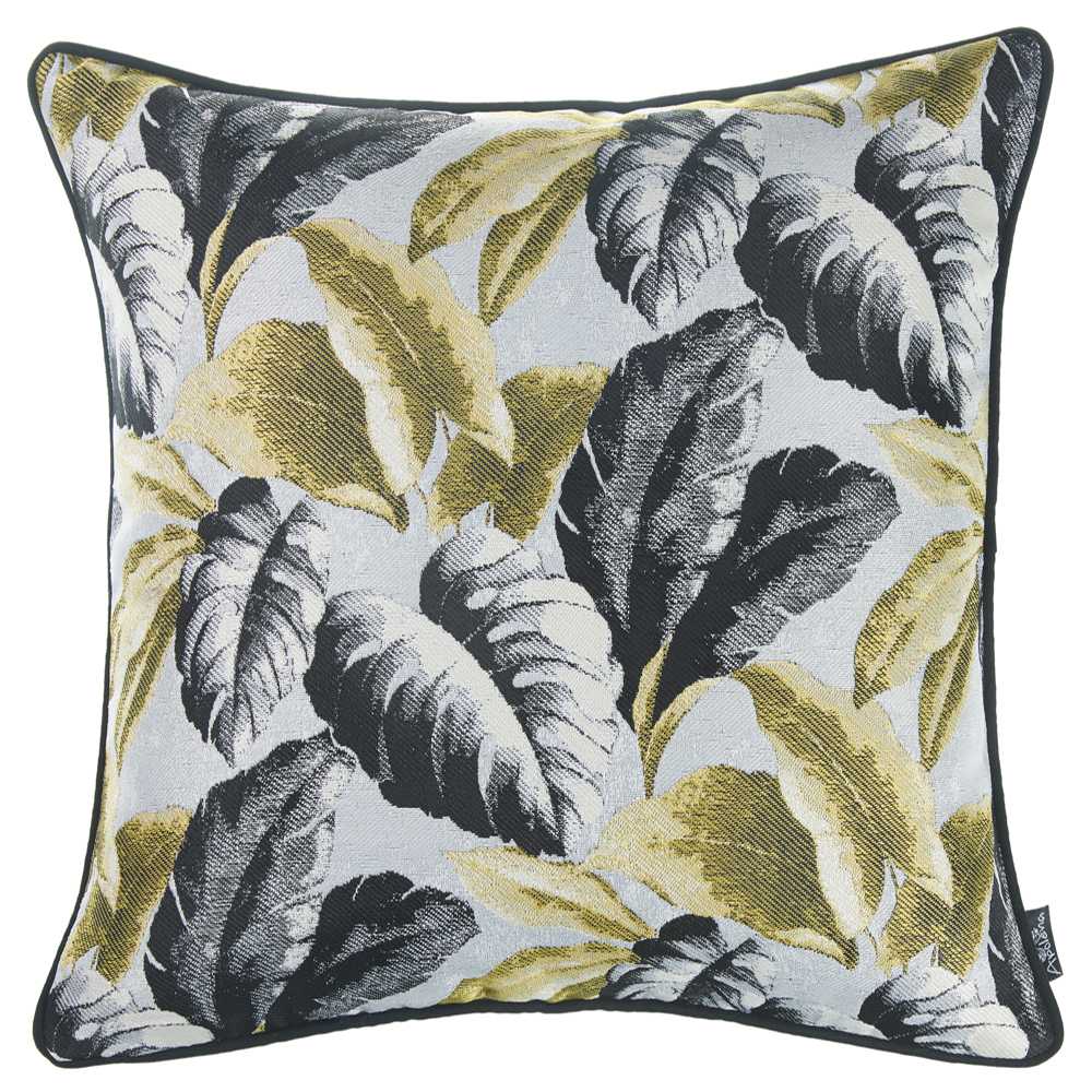 Black White Celadon Tropical Leaf Decorative Throw Pillow Cover - 99fab 