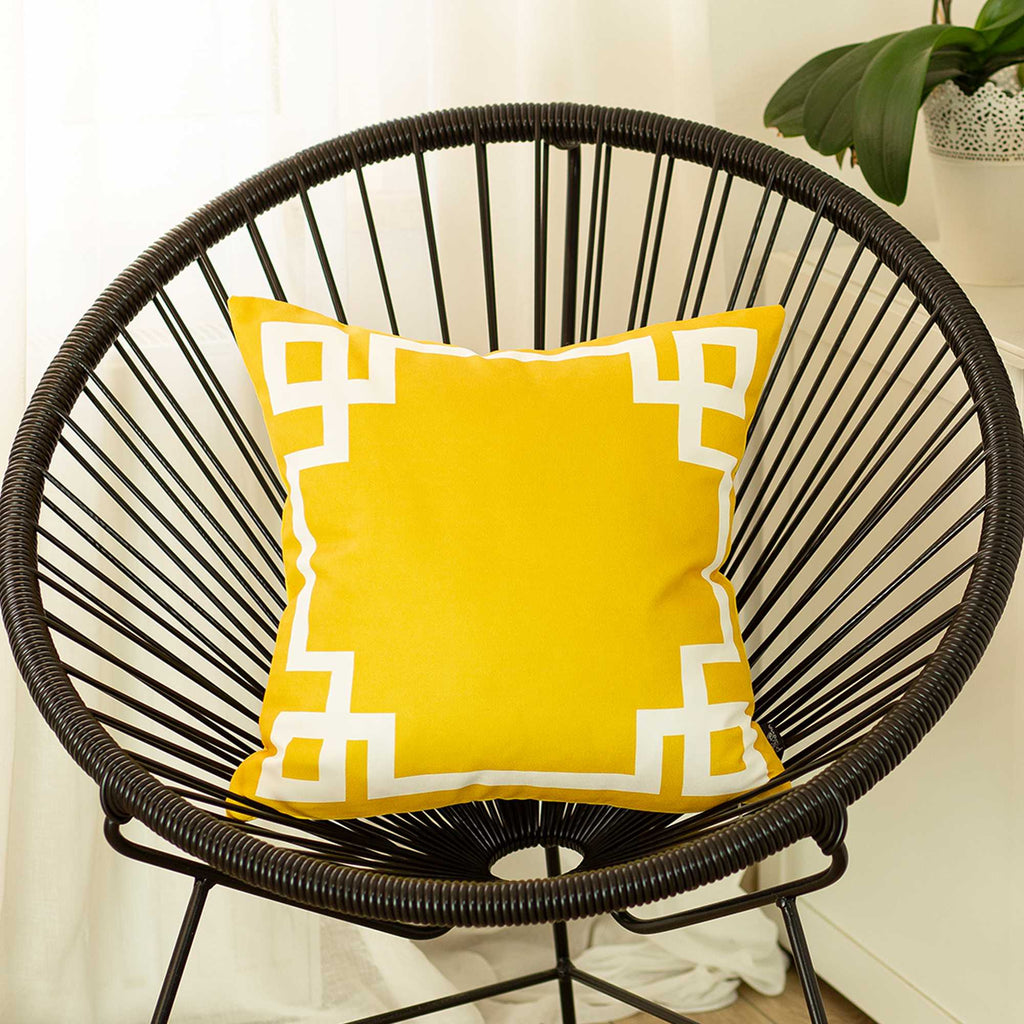 Yellow And White Geometric Decorative Throw Pillow Cover - 99fab 