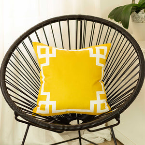 Yellow And White Geometric Decorative Throw Pillow Cover