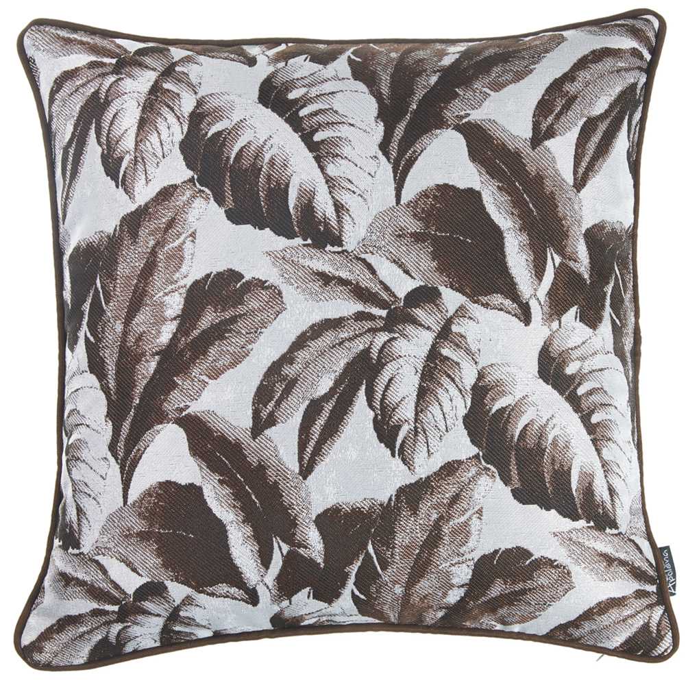 Brown Jacquard Tropical Leaf Decorative Throw Pillow Cover - 99fab 