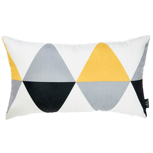 20"X 12" Yellow Gray Skandi Modern Decorative Throw Pillow Cover