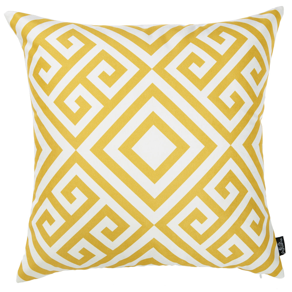 Yellow And White Printed Decorative Throw Pillow Cover - 99fab 