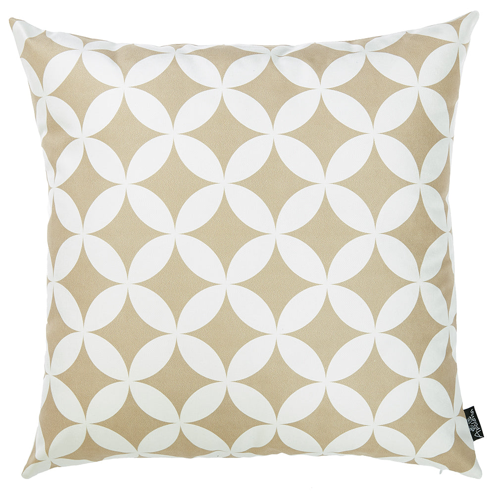 Taupe And White Geometric Decorative Throw Pillow Cover - 99fab 