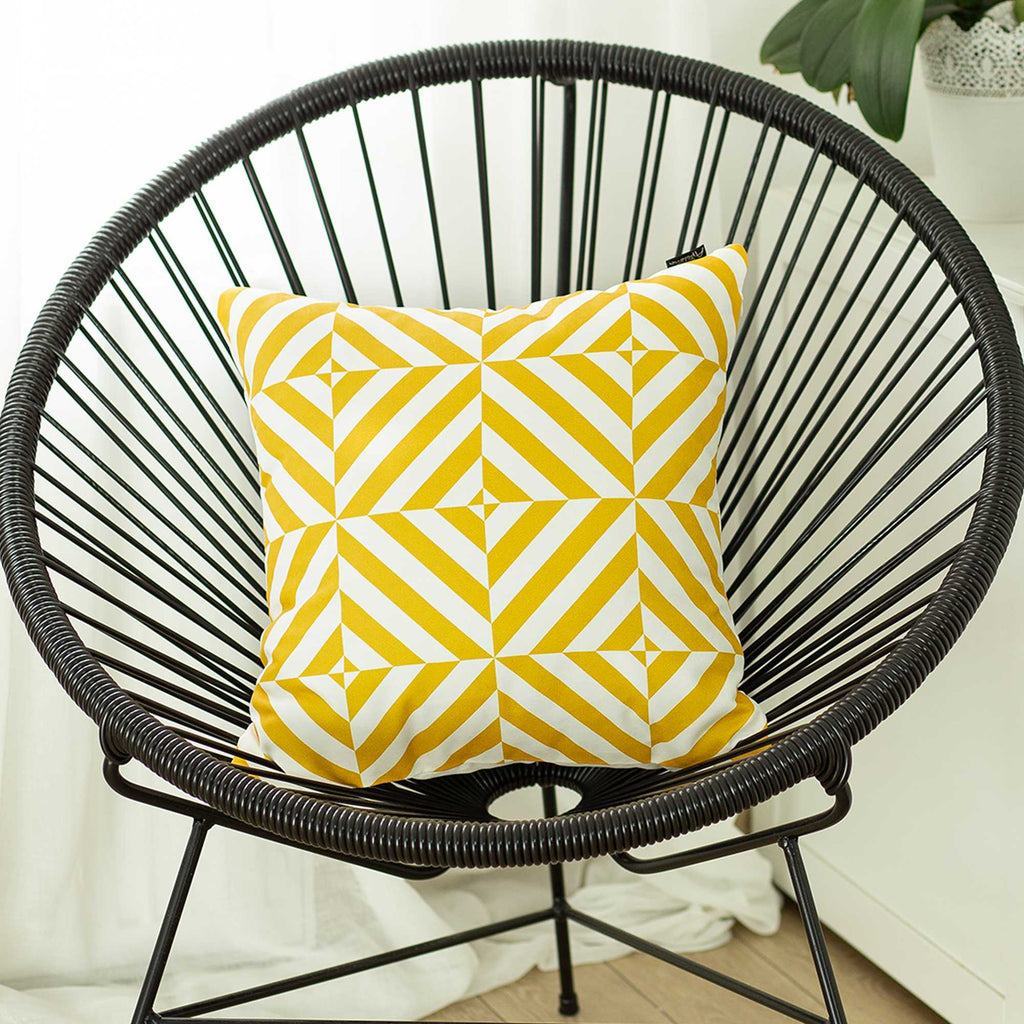 Yellow And White Geometric Squares Decorative Throw Pillow Cover - 99fab 