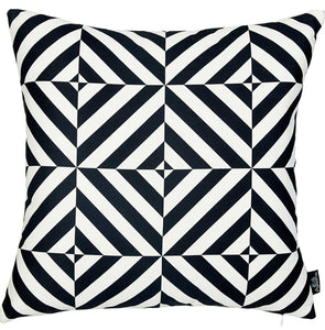 Black And White Geometric Diagram Decorative Throw Pillow Cover