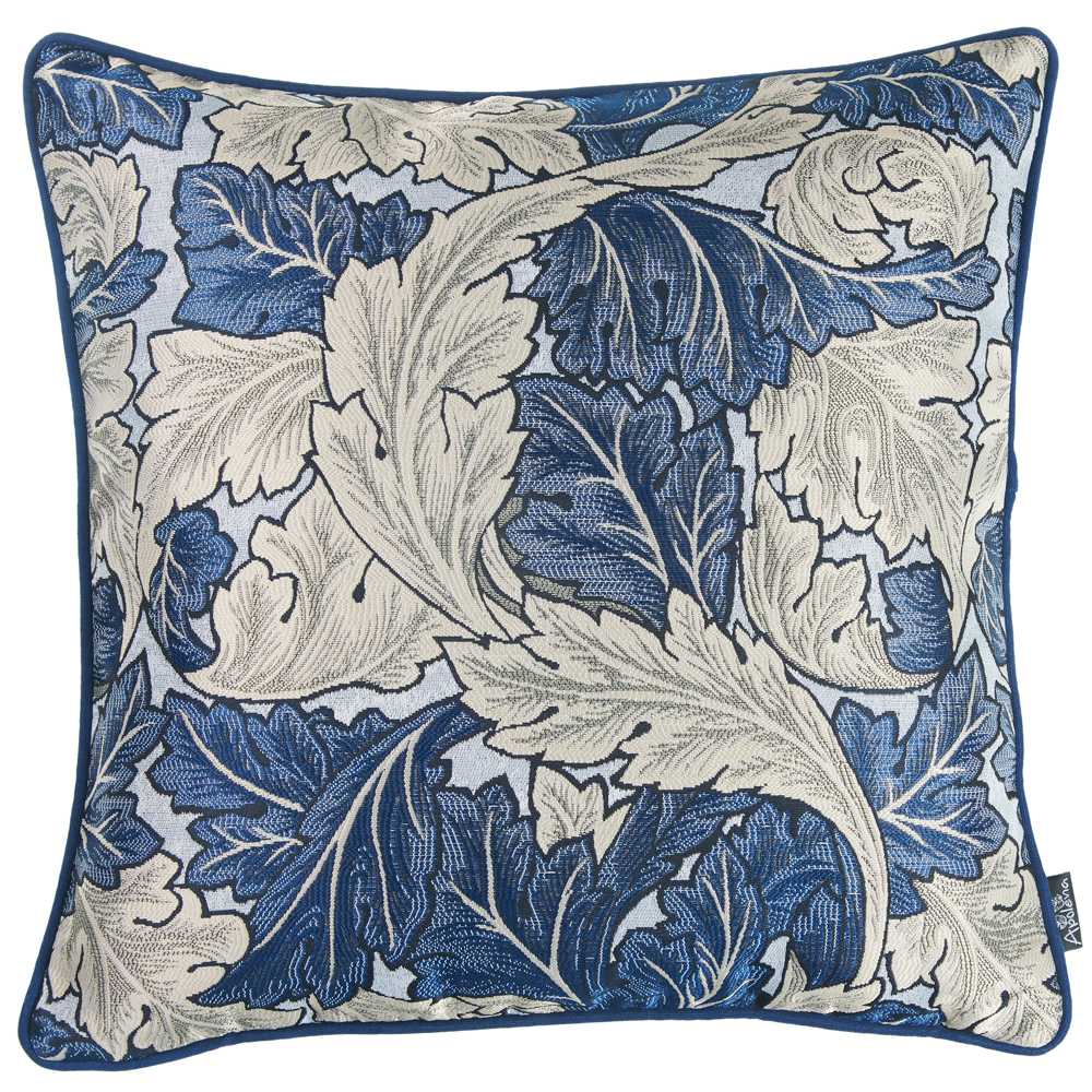 Blue And Grey Jacquard Leaf Decorative Throw Pillow Cover - 99fab 