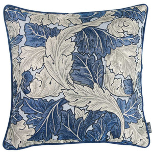 Blue And Grey Jacquard Leaf Decorative Throw Pillow Cover