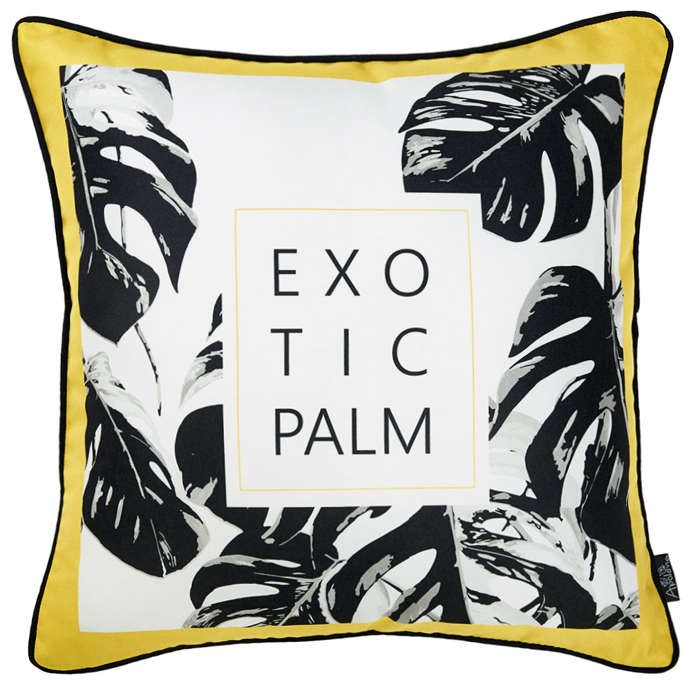 Exotic Palm Black White Yellow Decorative Throw Pillow Cover - 99fab 