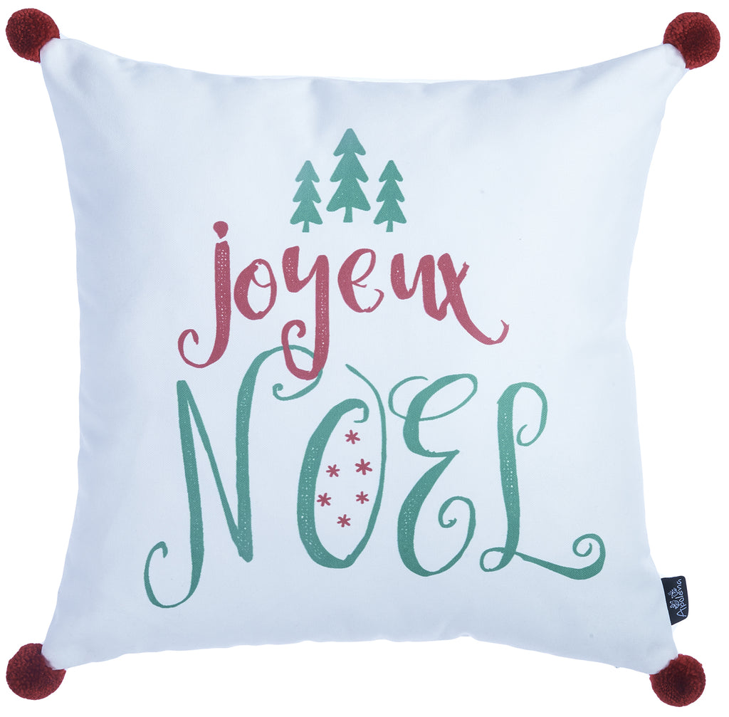 Joyeux Noel Square Printed Decorative Throw Pillow Cover - 99fab 