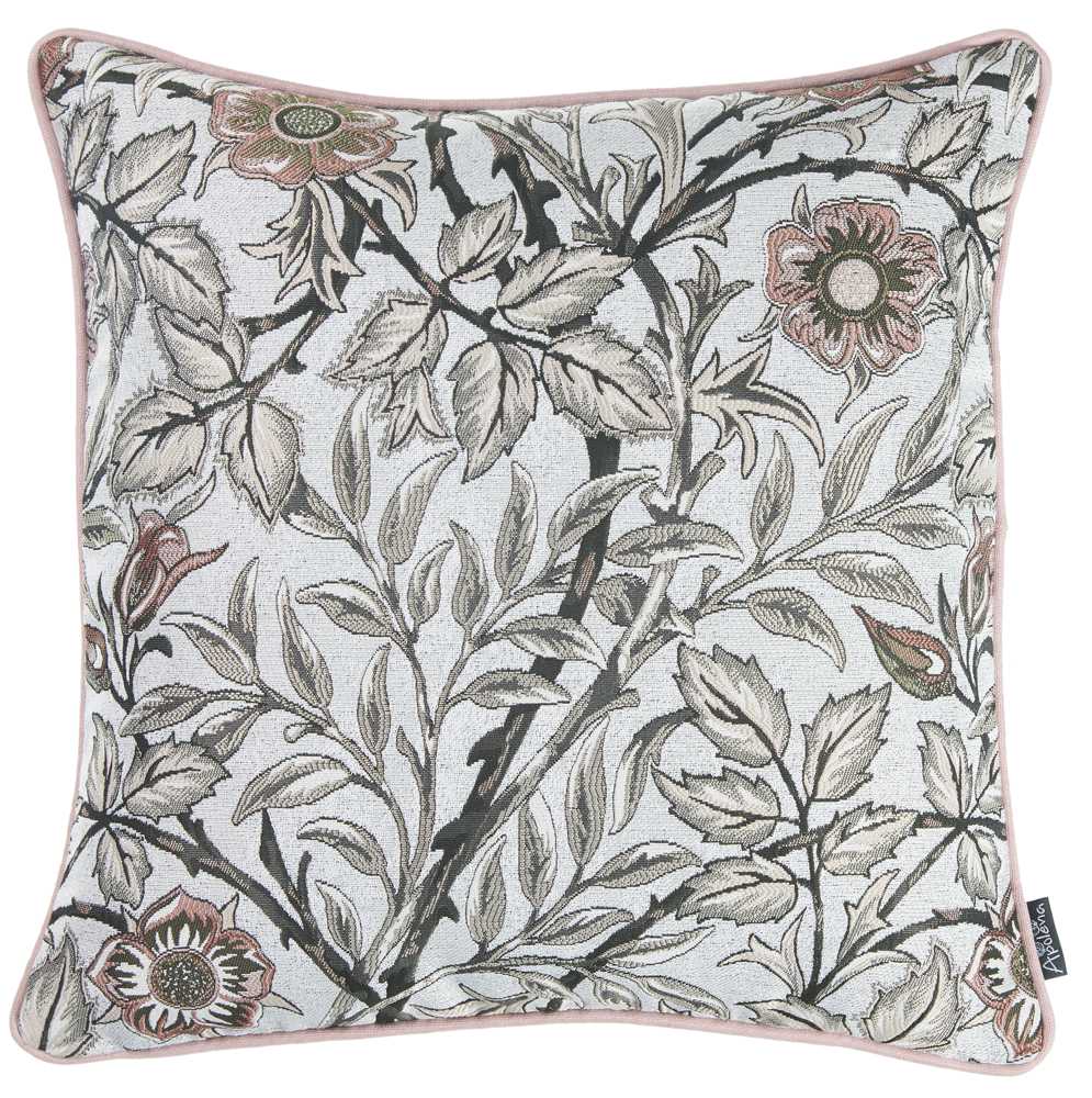 Light Blue And Pink Jacquard Leaf Decorative Throw Pillow Cover. - 99fab 