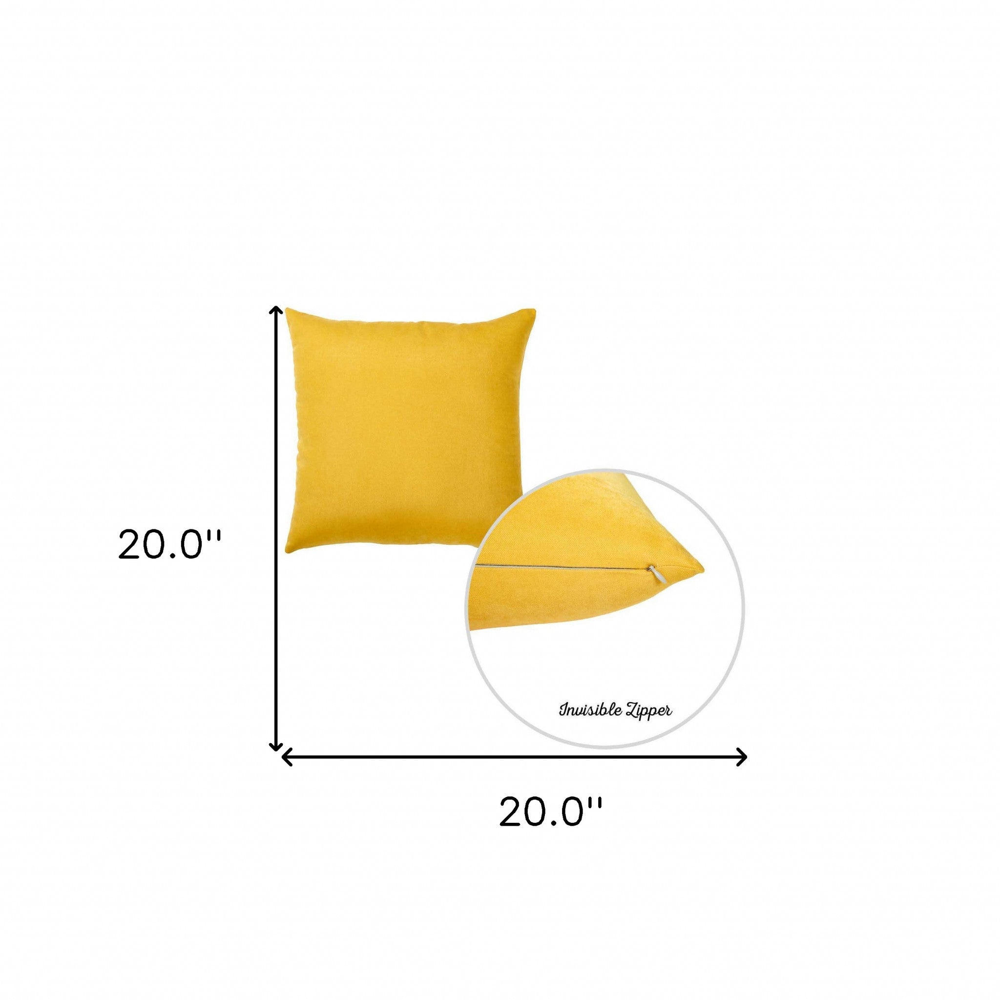 Set Of 2 Yellow Brushed Twill Decorative Throw Pillow Covers