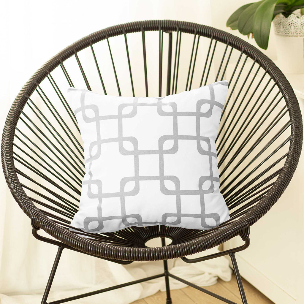 Gray And White Geometric Squares Decorative Throw Pillow Cover - 99fab 