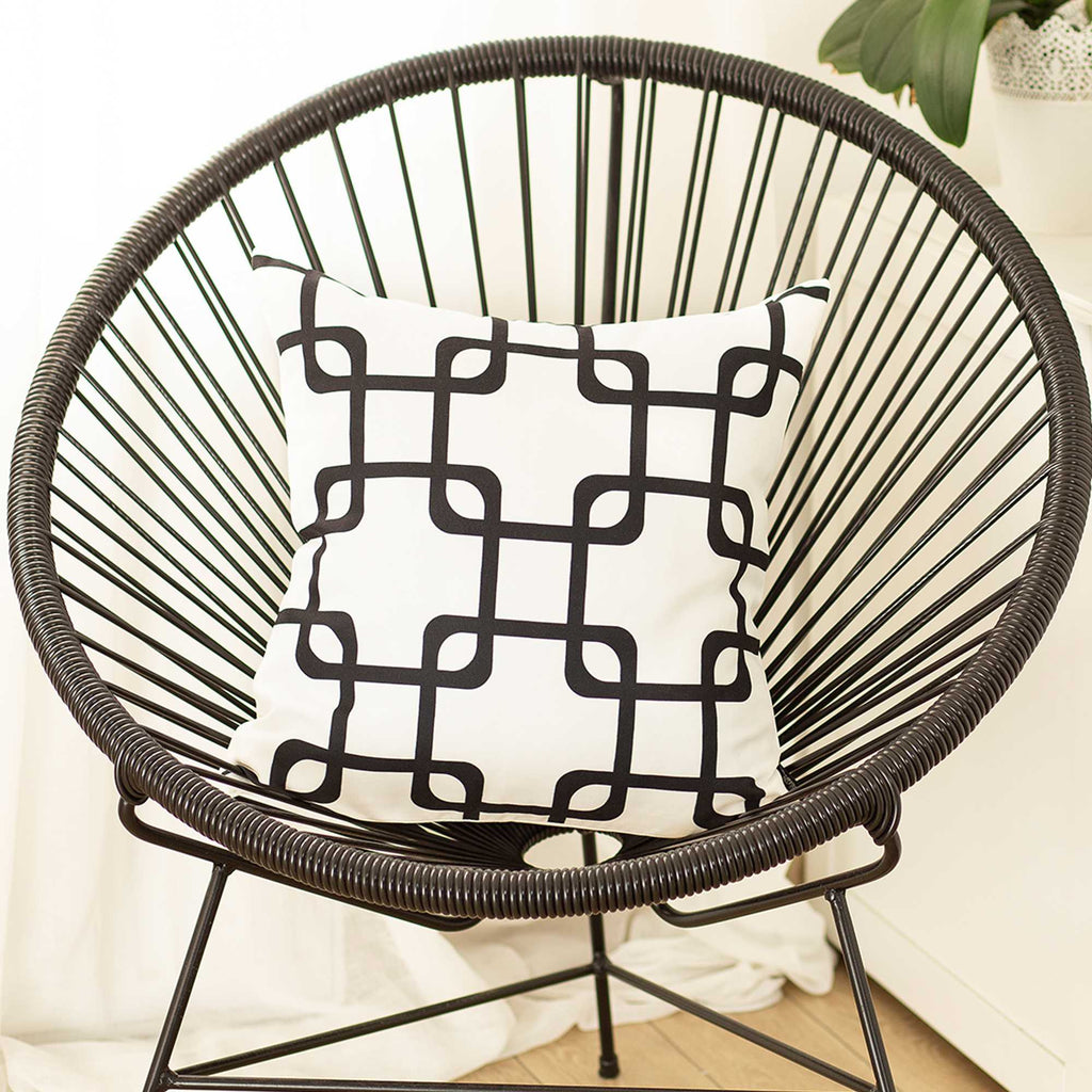 Black And White Geometric Squares Decorative Throw Pillow Cover - 99fab 