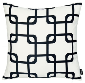 Black And White Geometric Squares Decorative Throw Pillow Cover