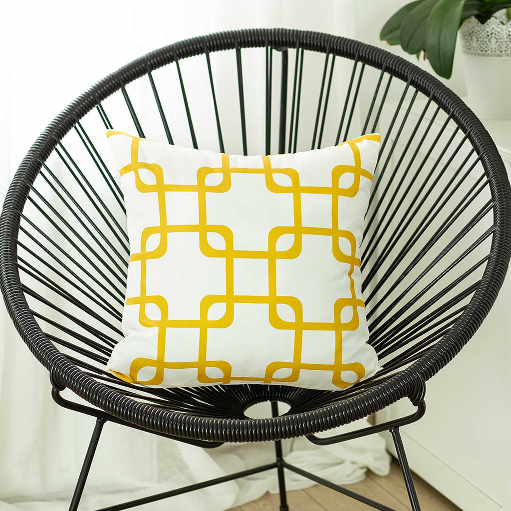 Yellow And White Geometric Squares Decorative Throw Pillow Cover - 99fab 