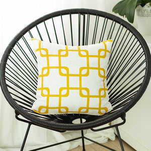 Yellow And White Geometric Squares Decorative Throw Pillow Cover