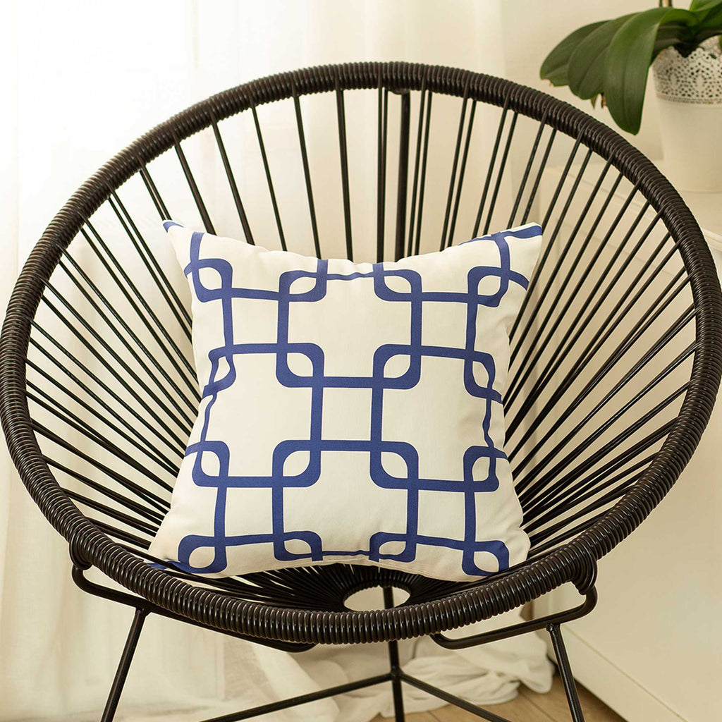 Blue And White Geometric Squares Decorative Throw Pillow Cover - 99fab 