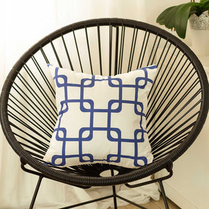 Blue And White Geometric Squares Decorative Throw Pillow Cover