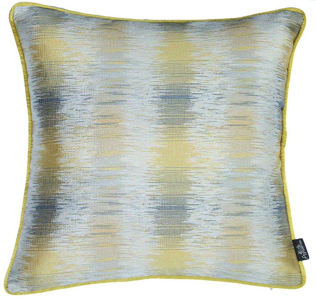 Yellow And Gray Blurred Lines Decorative Throw Pillow Cover - 99fab 