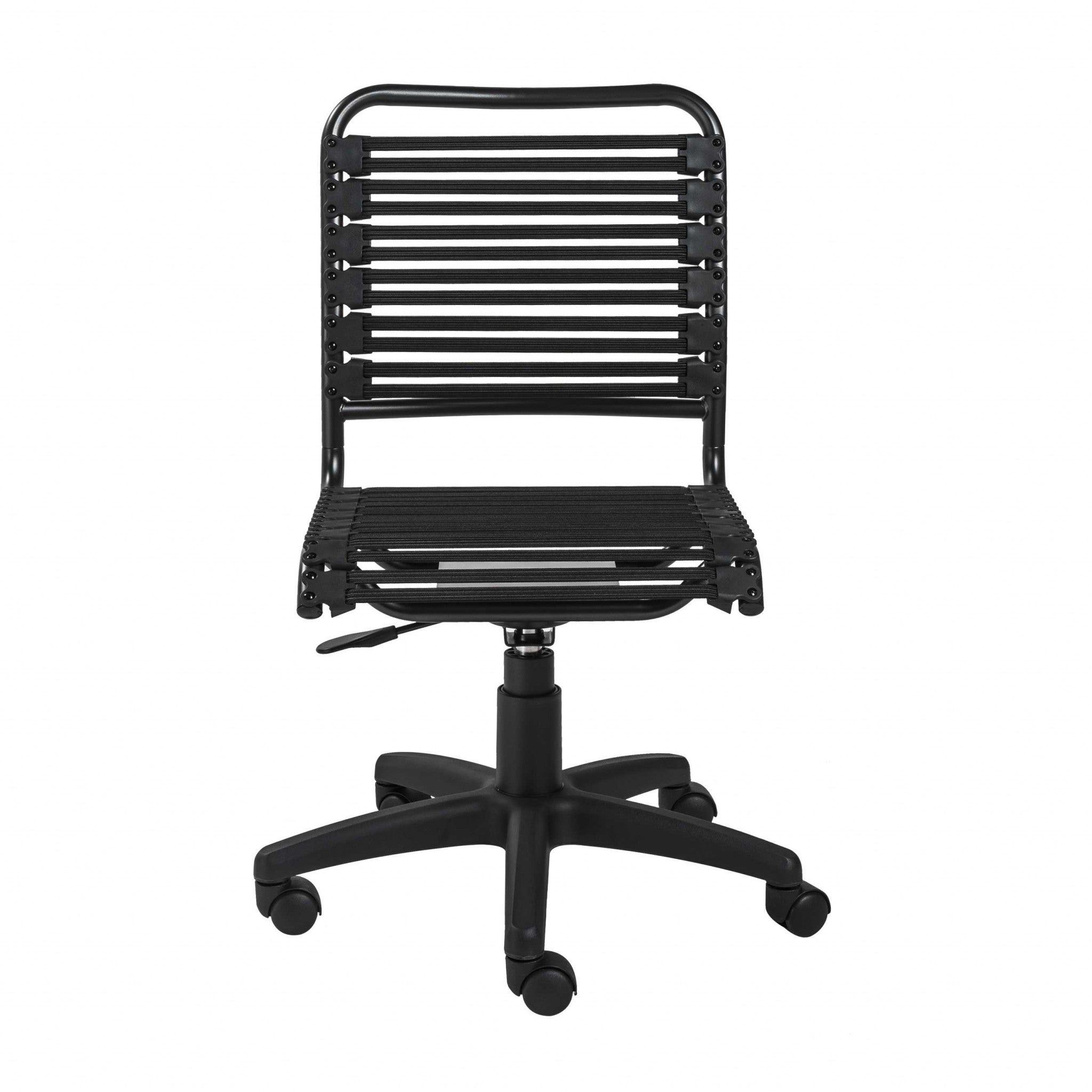 Black Swivel Adjustable Task Chair Bungee Back Steel Frame