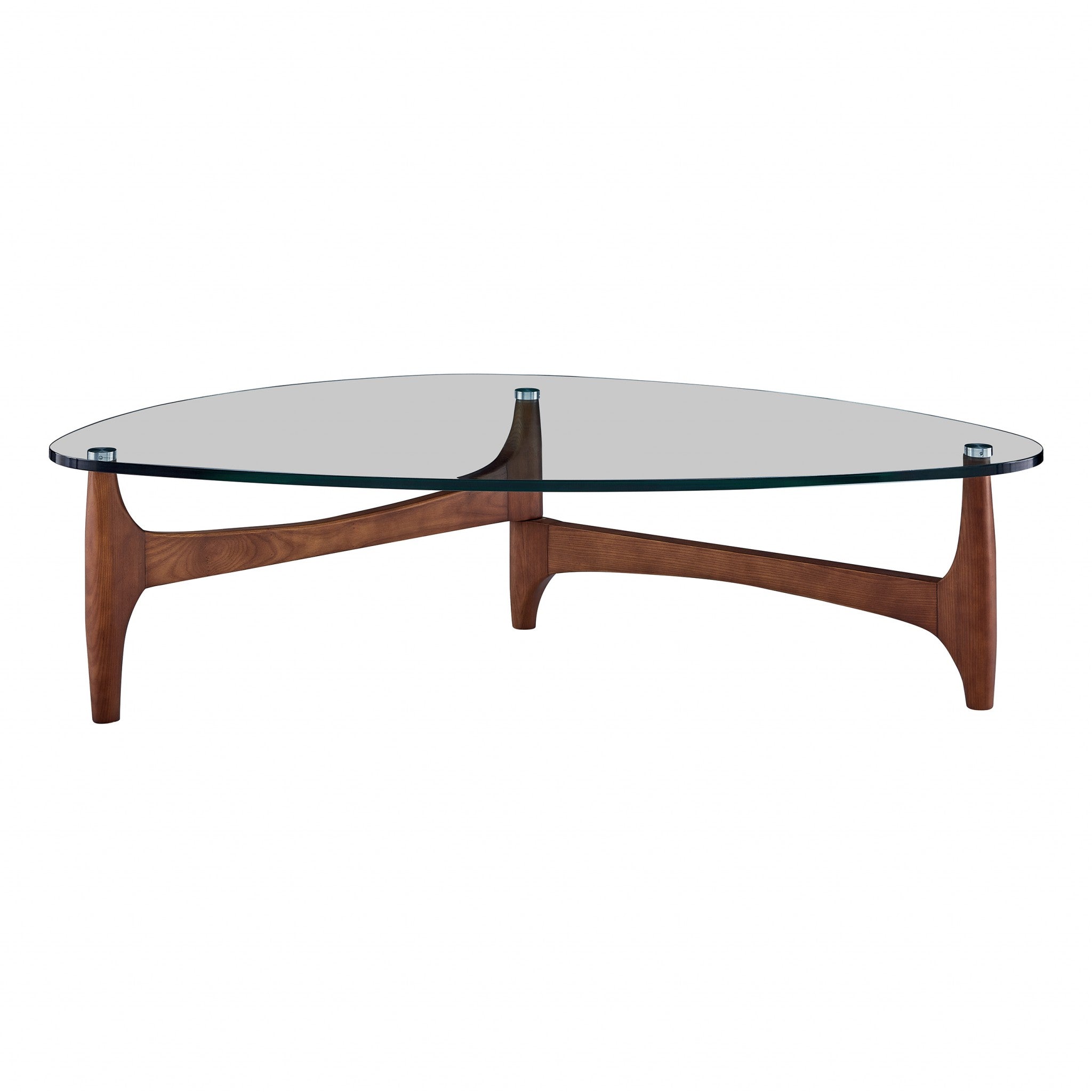 Mod Soft Triangle Clear Glass And Walnut Coffee Table