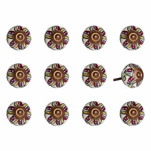 1.5" X 1.5" X 1.5" Ceramic Metal Multicolor 12 Pack Knob