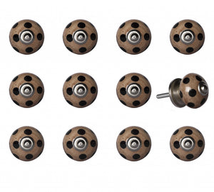 1.5" X 1.5" X 1.5" Ceramic Metal Brown Black 12 Pack Knob