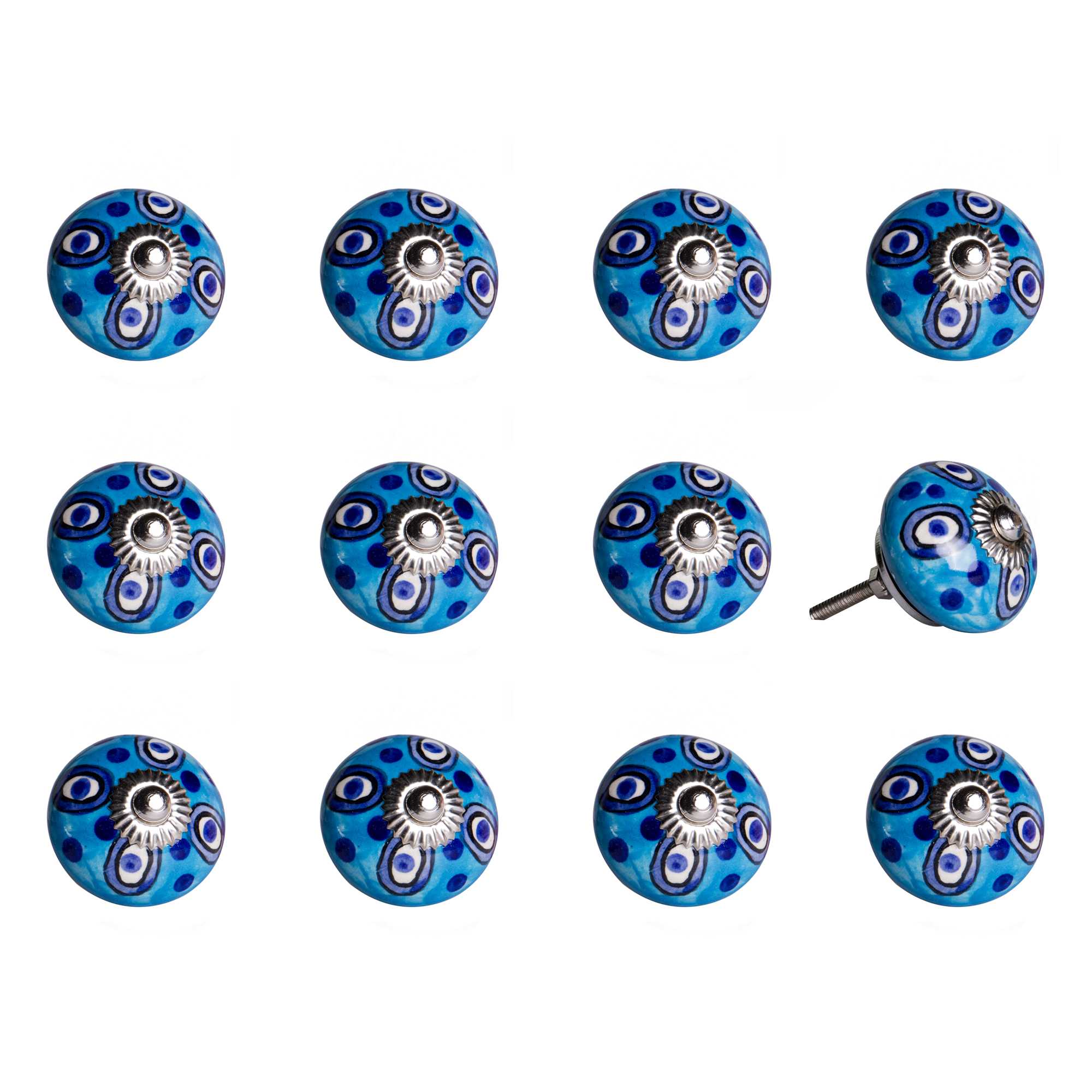 1.5" X 1.5" X 1.5" Ceramic Metal Multicolor 12 Pack Knob