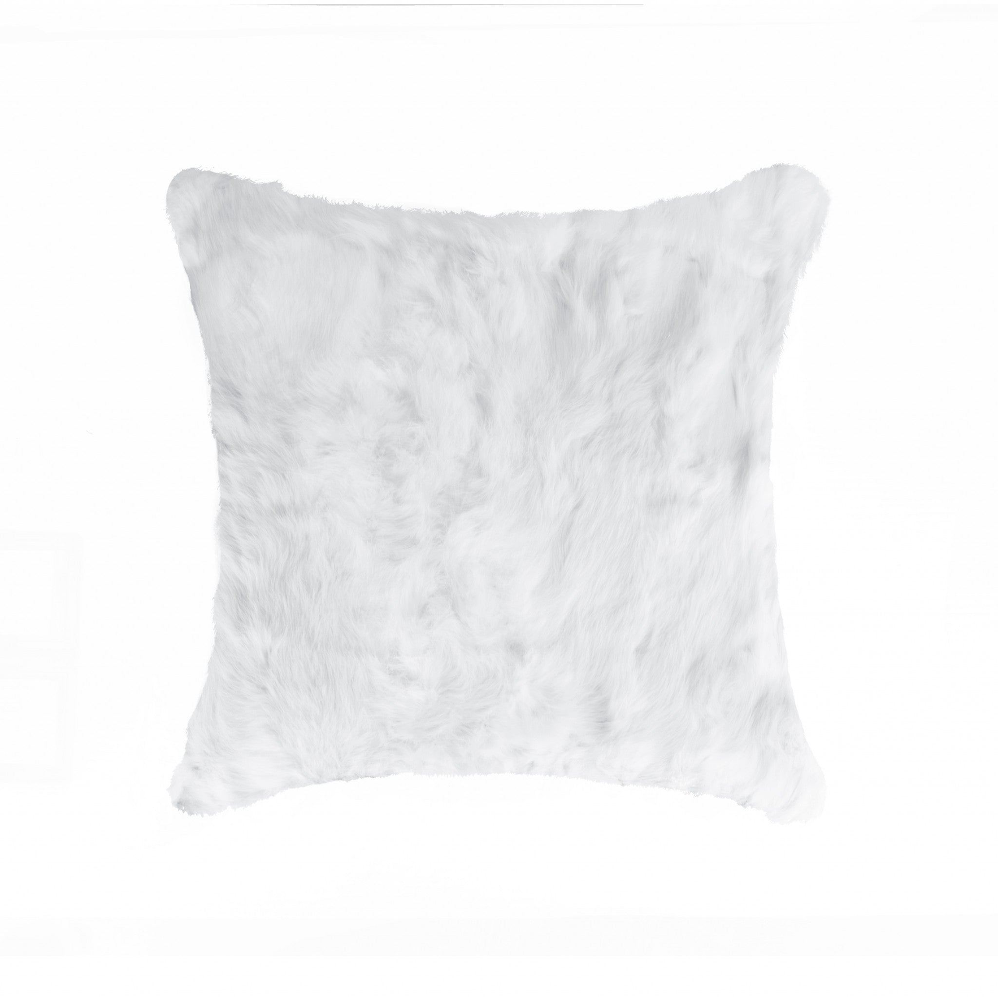 5" X 18" X 18" 100% Natural Rabbit Fur White Pillow