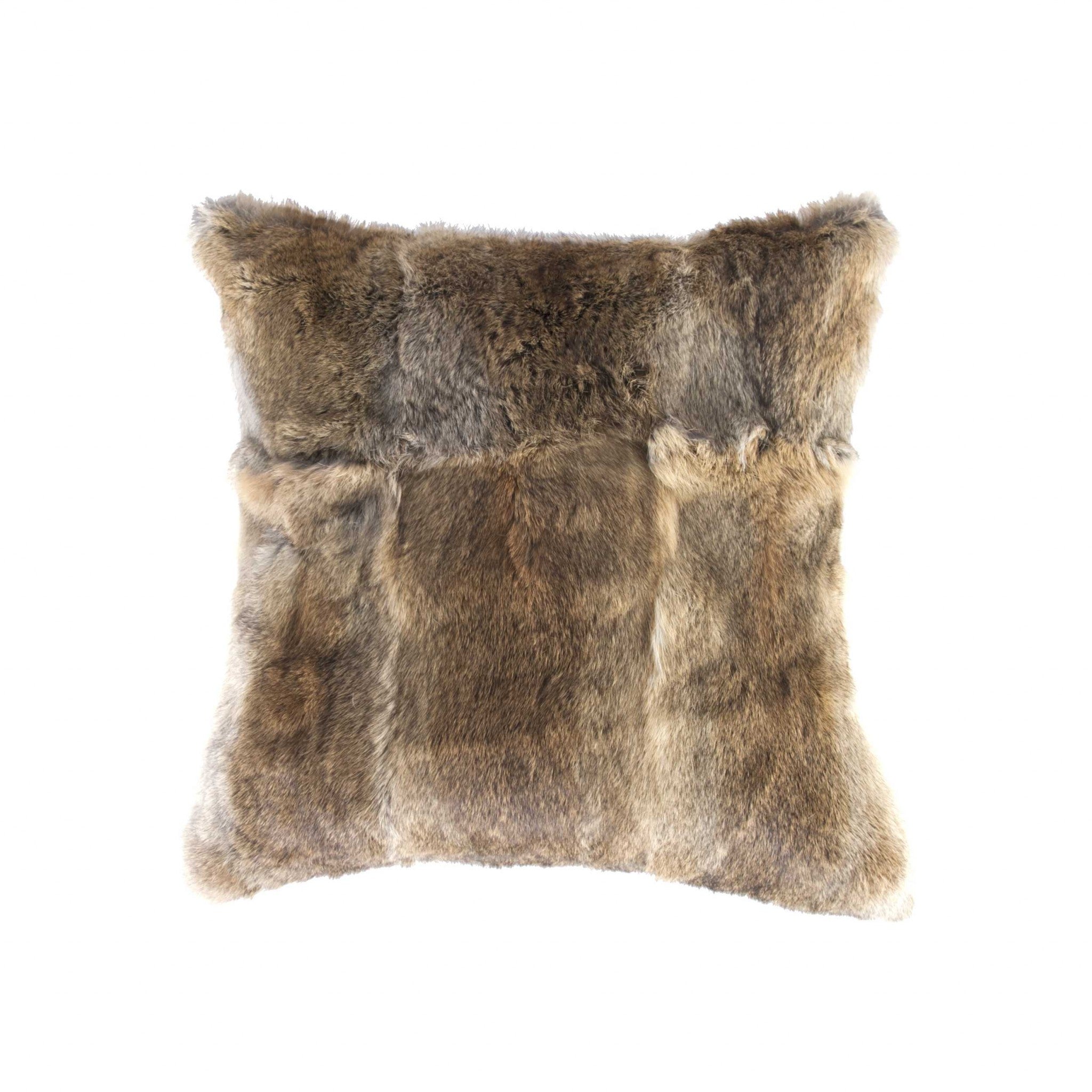 5" X 18" X 18" 100% Natural Rabbit Fur Hazelnut Pillow