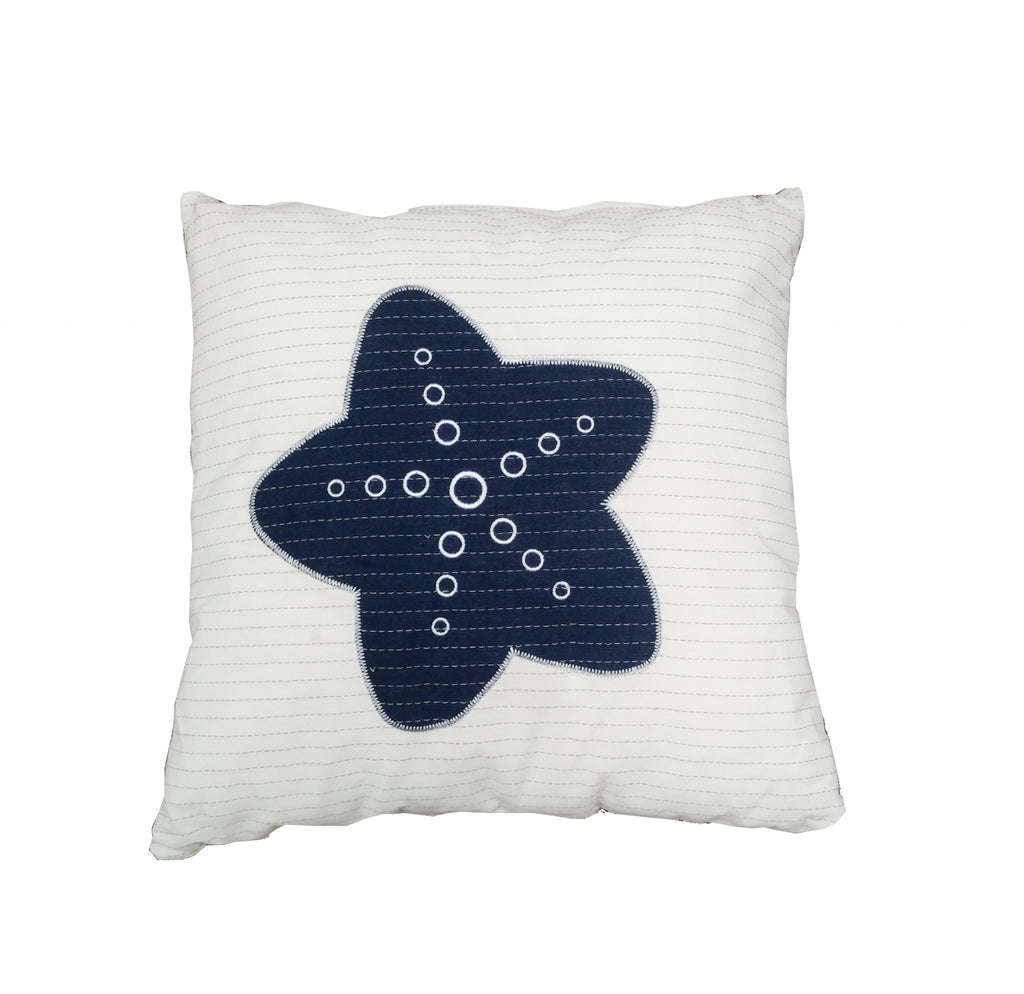 Nautical Blue Star White Square Accent Pillow - 99fab 