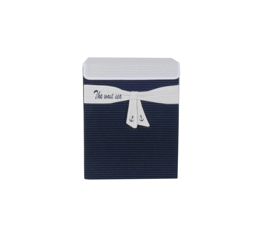 Foldable Navy Blue Fabric Lined Storage Basket - 99fab 