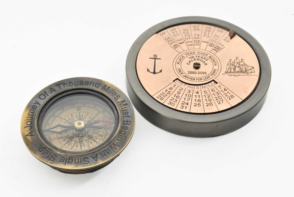 Set Of 2 100 Year Calendar And Compass Quote - 99fab 