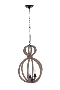 15" X 15" X 47.5" 3 Bulbsrope  Pendant Lamp