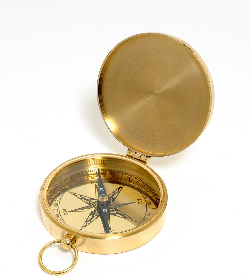 Shiny Brass Marine Compass With Lid - 99fab 