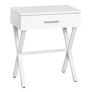 22" White End Table With Drawer